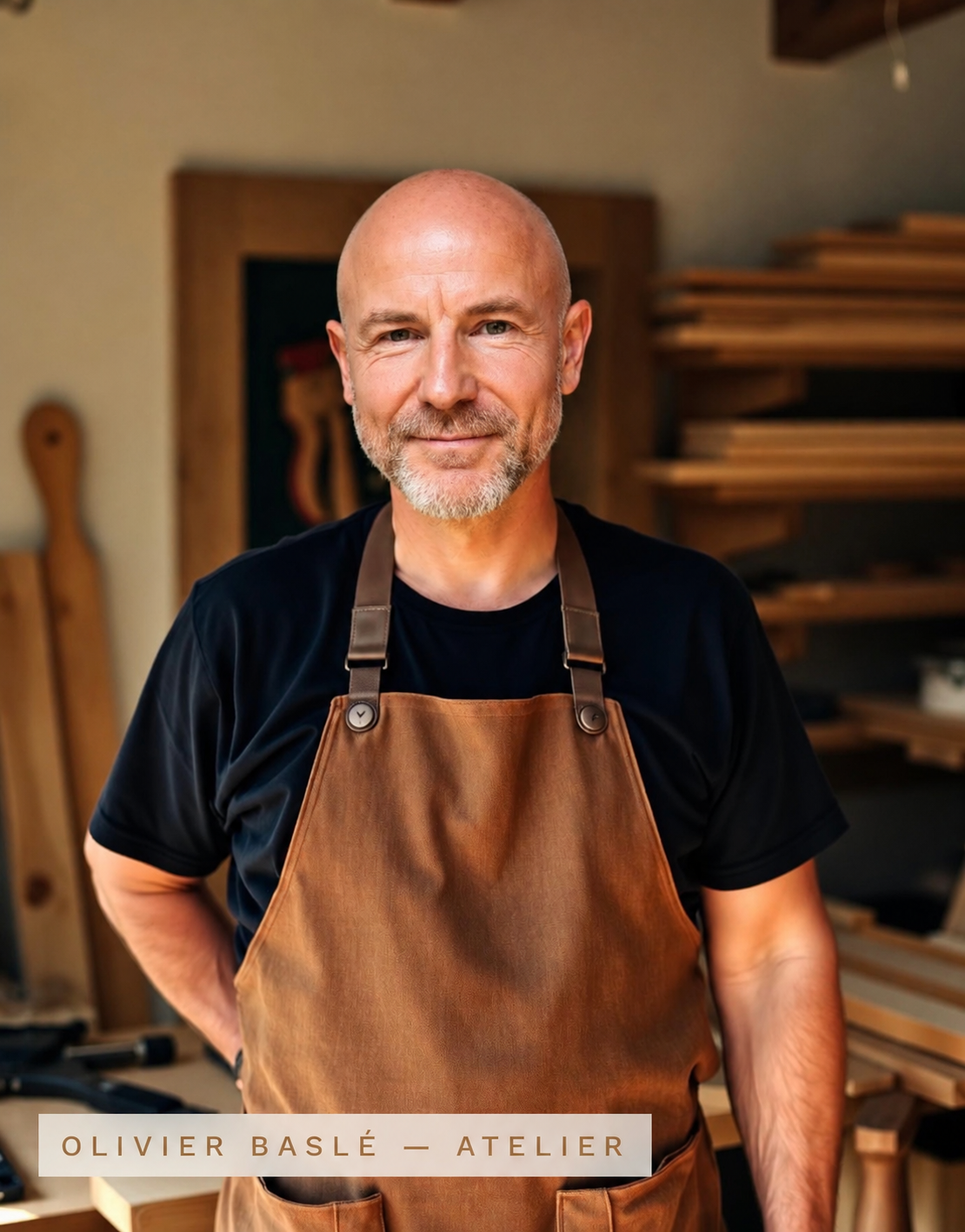 Portrait d'Olivier Baslé dans son atelier